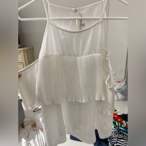 RACHEL Rachel Roy White Asymmetrical Ruffled Blouse